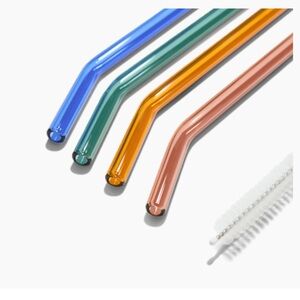 Glass Straw Set of Four with Straw Cleaner